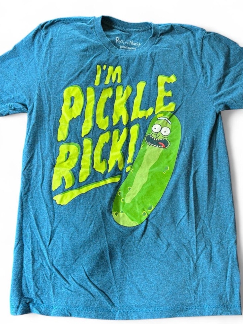 Rick and Morty Blue Graphic T-Shirt Size M Cartoon Adult Swim Tee
